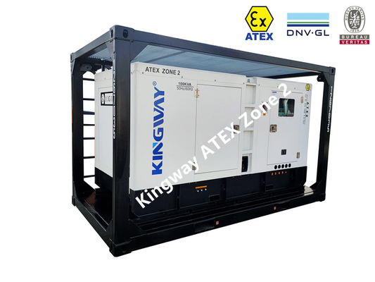 ATEX সার্টিফাইড জোন 2 60KVA সাইলেন্ট ডিজেল জেনারেটর সেট ইন্টিগ্রেটেড লিফটিং ফ্রেম