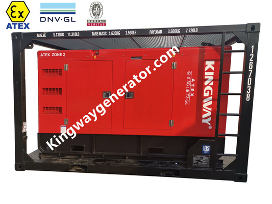 IP55 সুরক্ষা ATEX জোন 2 সরঞ্জাম 100KVADiesel জেনারেটর ইন্টিগ্রেটেড লিফটিং ফ্রেম