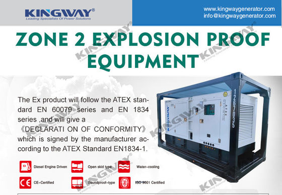 অফশোর প্ল্যাটফর্ম ক্যানোপি 25kva 400v 50hz 3 ফেজ 4 তারের বিস্ফোরণ প্রতিরোধী ডিজেল ইঞ্জিন ATEX জোন 2 প্রত্যয়িত অফশোর জেনারেটর