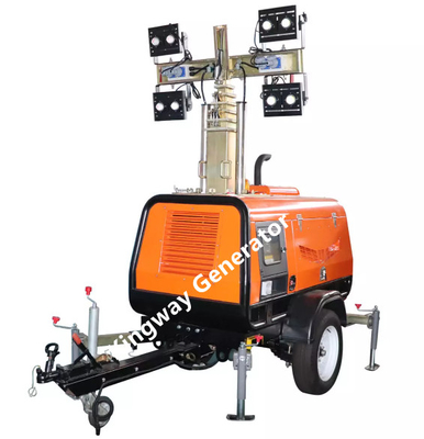 LED ল্যাম্প কুবোটা ইঞ্জিন সহ 8.8m 400V নির্মাণ লাইট টাওয়ার