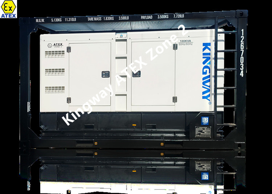 ATEX সার্টিফাইড জোন 2 60KVA সাইলেন্ট ডিজেল জেনারেটর সেট ইন্টিগ্রেটেড লিফটিং ফ্রেম